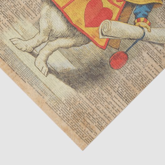 不思議の国のヴィンテージのアートワークの白いウサギアリス 薄葉紙 (詳細)