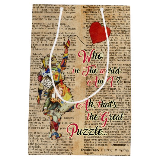 不思議の国のヴィンテージの引用文のカスタムのギフトバッグのアリス ミディアムペーパーバッグ (裏面)