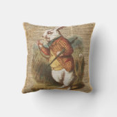 不思議の国のヴィンテージの芸術の白いウサギアリス クッション (裏面)