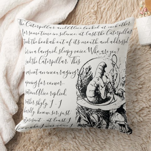 不思議の国のヴィンテージの黒い及び白人のアリス クッション (ブランケット)