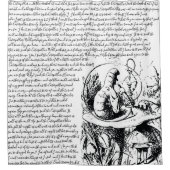 不思議の国のヴィンテージの黒い及び白人のアリス シャワーカーテン (正面)