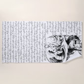 不思議の国のヴィンテージの黒い及び白人のアリス ビーチタオル (正面)