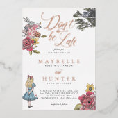 不思議の国のヴィンテージアリスに遅れはな結婚い 箔招待状 (正面)