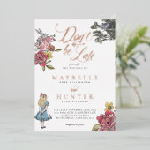 不思議の国のヴィンテージアリスに遅れはな結婚い 箔招待状 (立ち正面)