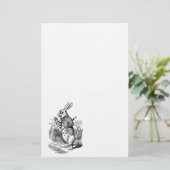 不思議の国のヴィンテージアリス白いウサギの腕時計 便箋 (スタンド正面)