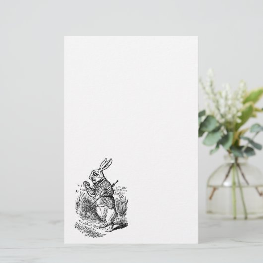 不思議の国のヴィンテージアリス白いウサギの腕時計 便箋 (スタンド正面)