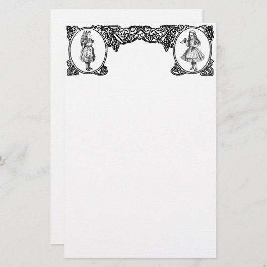 不思議の国のヴィンテージフレームのアリス 便箋 (正面/裏面)