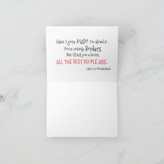 不思議の国のヴィンテージ青いアリスは感謝していしています サンキューカード (内部)