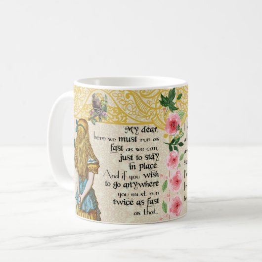 不思議の国の二重引用符のギフトのマグ、ヴィンテージのアリス コーヒーマグカップ (正面左)