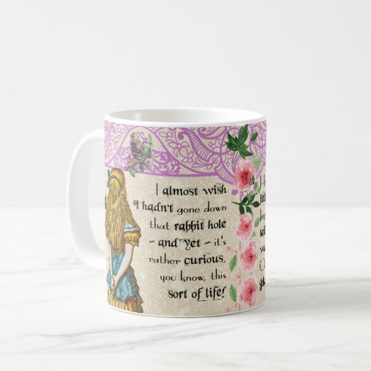 不思議の国の二重引用符のマグ、ヴィンテージのアリス コーヒーマグカップ (正面左)