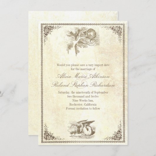 不思議の国の保存のアリス日付カード セーブザデート (正面/裏面)