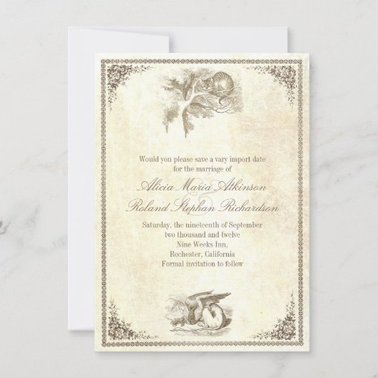 不思議の国の保存のアリス日付カード セーブザデート (正面)