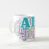 不思議の国の単語の雲のアリス コーヒーマグカップ (正面左)