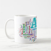 不思議の国の単語の雲のアリス コーヒーマグカップ (左)