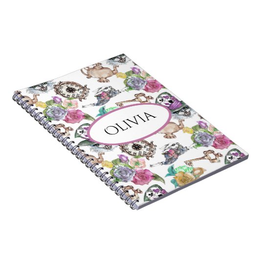 不思議の国の名パーソナライズされた前のアリス ノートブック (右側)