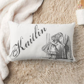 不思議の国の名前をカスタムするのアンティークのヴィンテージアリス ランバークッション (ブランケット)