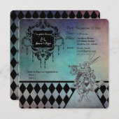 不思議の国の夫婦のシャワーにあるアリス 招待状 (正面/裏面)