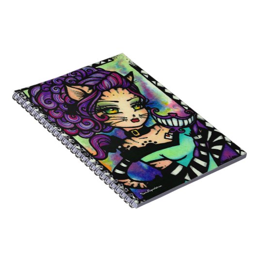 不思議の国の女の子のファンタジーのチェシャー猫アリス ノートブック (右側)