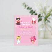 不思議の国の女の子の誕生日パーティーでかわいいアリス 招待状 (スタンド正面)