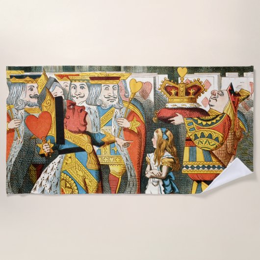 不思議の国の女王のハート ビーチタオル (正面)