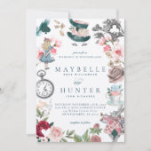 不思議の国の妖精のお洒落アリス結婚 招待状 (正面)