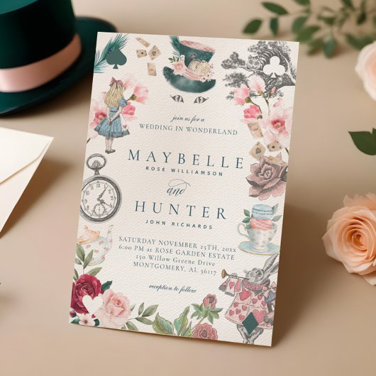 不思議の国の妖精のお洒落アリス結婚 招待状