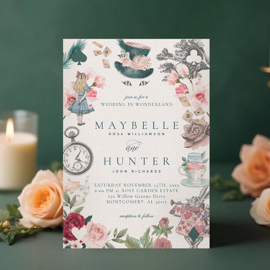 不思議の国の妖精のお洒落アリス結婚 招待状