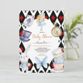 不思議の国の妖精のアリス赤ちゃんのシャワー 招待状 (スタンド正面)