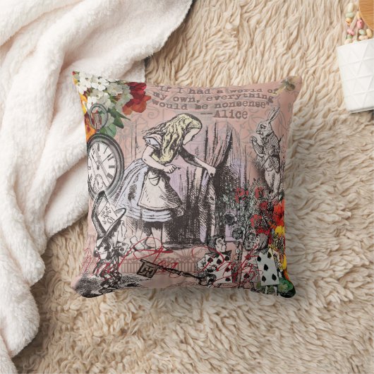 不思議の国の帽子とうさぎのアリス クッション (ブランケット)