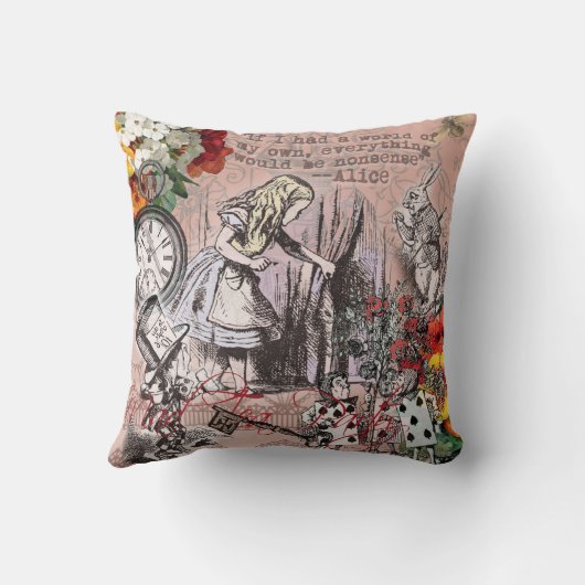 不思議の国の帽子とうさぎのアリス クッション (裏面)