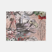 不思議の国の帽子とうさぎのアリス フリースブランケット (正面(横))