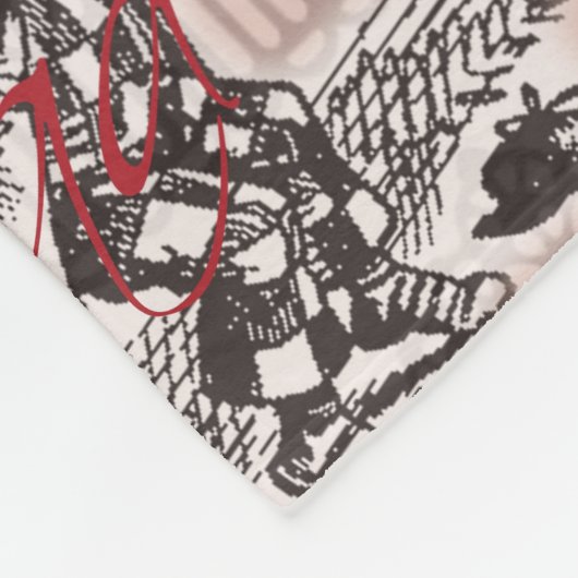 不思議の国の帽子とうさぎのアリス フリースブランケット (角)