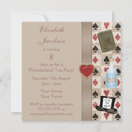 不思議の国の帽子屋のお茶会のアリス 招待状 (裏面)