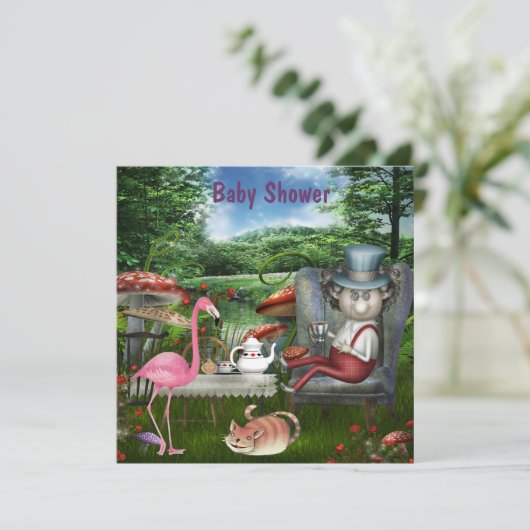 不思議の国の帽子屋のお茶会のベビーシャワー 招待状 (スタンド正面)