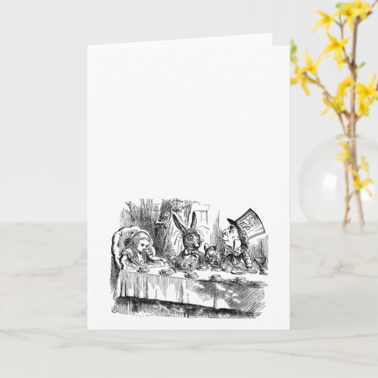 不思議の国の帽子屋のお茶会のヴィンテージアリス カード (黄色い花)