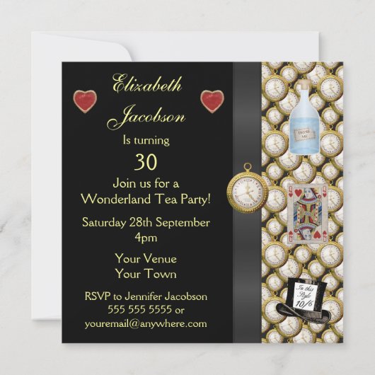 不思議の国の帽子屋のお茶会の招待のアリス 招待状 (裏面)