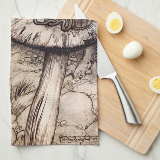 不思議の国の幼虫の台所タオルのアリス キッチンタオル (四つ折り)