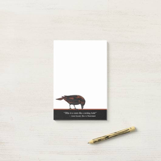 不思議の国の引用文とレイヴンのポストイットのノートのアリス ポストイット (デスク上)