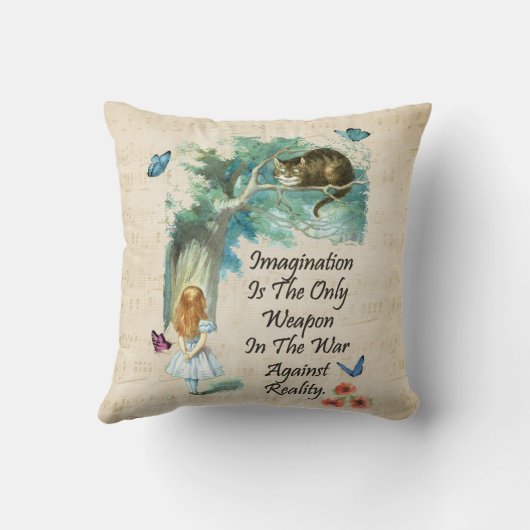 不思議の国の引用文のアリス クッション (裏面)