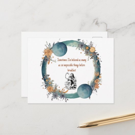 不思議の国の引用文のアリス シーズンポストカード (正面/裏面インサイチュ)