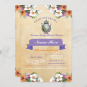 不思議の国の招待のブライダルシャワーのティーポットアリス 招待状 (正面/裏面)