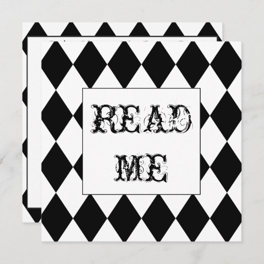 不思議の国の招待の道化師正方形のアリス 招待状 (正面/裏面)