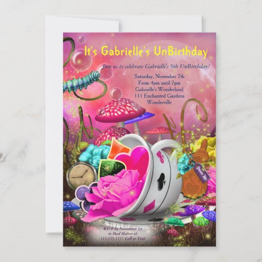 不思議の国の招待状、不思議の国のパーティー 招待状 (正面)