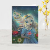 不思議の国の挨拶状のアリス カード (黄色い花)