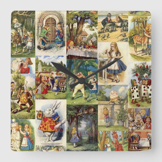 不思議の国の時計のアリス スクエア壁時計 (正面)