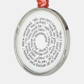 不思議の国の気違いの引用文のオーナメントのアリス メタルオーナメント (左)