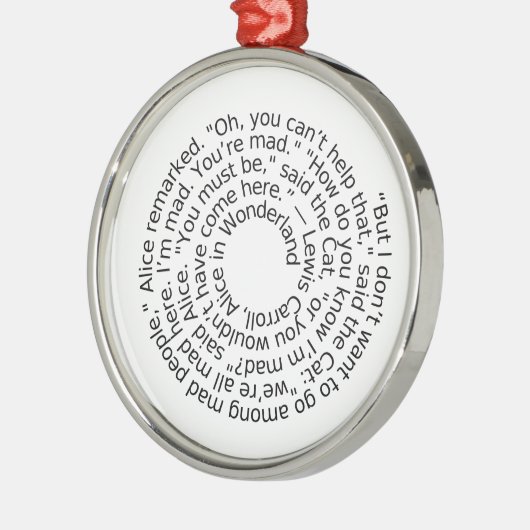不思議の国の気違いの引用文のオーナメントのアリス メタルオーナメント (左)