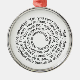 不思議の国の気違いの引用文のオーナメントのアリス メタルオーナメント
