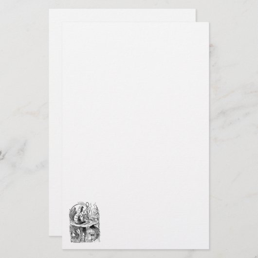 不思議の国の水ぎせるの喫煙の幼虫アリス 便箋 (正面/裏面)