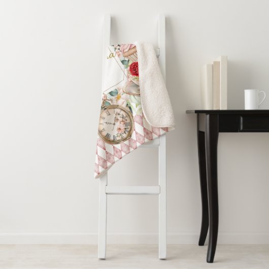 不思議の国の水彩花ピンクのアリス シェルパブランケット (インサイチュ)